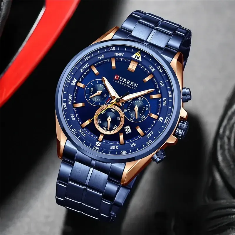 Curren Quartz Sport Chronograph Blue Dial Men's Watch- 8399